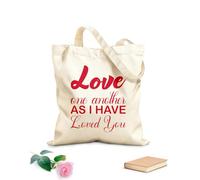 AILOONG Bolsas de almacenamiento de poliéster y algodón Amaos los unos a los otros como yo os he amado carta Tela de 340g/m² de grosor Eslogan personalizable