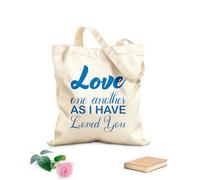 AILOONG Bolsas de almacenamiento de poliéster y algodón Amaos los unos a los otros como yo os he amado carta Tela de 340g/m² de grosor Eslogan personalizable