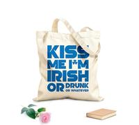AILOONG Bolsas de almacenamiento de poliéster y algodón Bésame, soy irlandés o estoy borracho, lo que sea que digan las letras. Tela de 340g/m² de grosor Eslogan personalizable