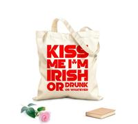 AILOONG Bolsas de almacenamiento de poliéster y algodón Bésame, soy irlandés o estoy borracho, lo que sea que digan las letras. Tela de 340g/m² de grosor Eslogan personalizable