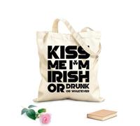 AILOONG Bolsas de almacenamiento de poliéster y algodón Bésame, soy irlandés o estoy borracho, lo que sea que digan las letras. Tela de 12 oz de grosor Eslogan personalizable 35x40cm Grande