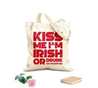 AILOONG Bolsas de almacenamiento de poliéster y algodón Bésame, soy irlandés o estoy borracho, lo que sea que digan las letras. Tela de 340g/m² de grosor Eslogan personalizable