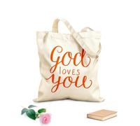 AILOONG Bolsas de almacenamiento de poliéster y algodón Citas cristianas escritas a mano: Dios te bendiga. Tela de 340g/m² de grosor Eslogan personalizable