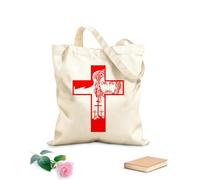 AILOONG Bolsas de almacenamiento de poliéster y algodón cruces con símbolos y tipografía Tela de 340g/m² de grosor Eslogan personalizable