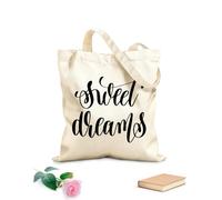 AILOONG Bolsas de almacenamiento de poliéster y algodón dulces sueños y letras a mano Tela de 12 oz de grosor Eslogan personalizable 35x40cm Grande