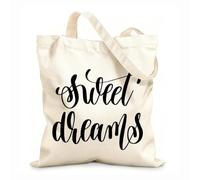 AILOONG Bolsas de almacenamiento de poliéster y algodón dulces sueños y letras a mano Tela de 12 oz de grosor Eslogan personalizable 35x40cm Grande