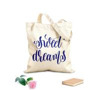 AILOONG Bolsas de almacenamiento de poliéster y algodón dulces sueños y letras a mano Tela de 340g/m² de grosor Eslogan personalizable