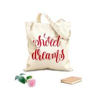 AILOONG Bolsas de almacenamiento de poliéster y algodón dulces sueños y letras a mano Tela de 340g/m² de grosor Eslogan personalizable