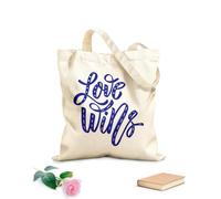 AILOONG Bolsas de almacenamiento de poliéster y algodón El amor gana frase escrita a mano en letras Tela de 340g/m² de grosor Eslogan personalizable