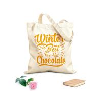 AILOONG Bolsas de almacenamiento de poliéster y algodón El invierno es el mejor momento para tomar chocolate caliente Tela de 340g/m² de grosor Eslogan personalizable