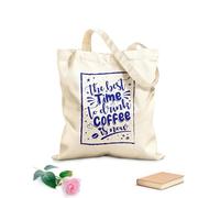 AILOONG Bolsas de almacenamiento de poliéster y algodón El mejor momento para tomar café ahora es aislado. Tela de 340g/m² de grosor Eslogan personalizable