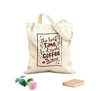 AILOONG Bolsas de almacenamiento de poliéster y algodón El mejor momento para tomar café ahora es aislado. Tela de 340g/m² de grosor Eslogan personalizable