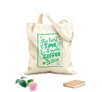 AILOONG Bolsas de almacenamiento de poliéster y algodón El mejor momento para tomar café ahora es aislado. Tela de 340g/m² de grosor Eslogan personalizable
