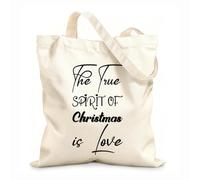 AILOONG Bolsas de almacenamiento de poliéster y algodón El verdadero espíritu de la Navidad es una carta de amor. Tela de 12 oz de grosor Eslogan personalizable 25x30cm Pequeño