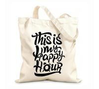 AILOONG Bolsas de almacenamiento de poliéster y algodón Esta es mi hora feliz motivación deporte fitness Tela de 12 oz de grosor Eslogan personalizable 35x40cm Grande