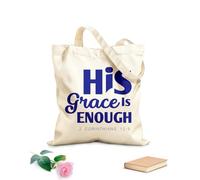 AILOONG Bolsas de almacenamiento de poliéster y algodón fe cristiana su gracia es suficiente Tela de 340g/m² de grosor Eslogan personalizable
