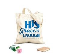 AILOONG Bolsas de almacenamiento de poliéster y algodón fe cristiana su gracia es suficiente Tela de 340g/m² de grosor Eslogan personalizable