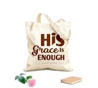 AILOONG Bolsas de almacenamiento de poliéster y algodón fe cristiana su gracia es suficiente Tela de 340g/m² de grosor Eslogan personalizable
