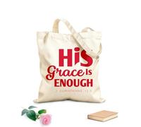 AILOONG Bolsas de almacenamiento de poliéster y algodón fe cristiana su gracia es suficiente Tela de 340g/m² de grosor Eslogan personalizable
