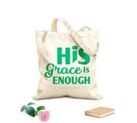 AILOONG Bolsas de almacenamiento de poliéster y algodón fe cristiana su gracia es suficiente Tela de 340g/m² de grosor Eslogan personalizable