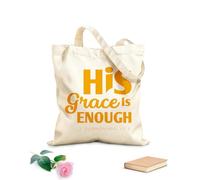 AILOONG Bolsas de almacenamiento de poliéster y algodón fe cristiana su gracia es suficiente Tela de 340g/m² de grosor Eslogan personalizable
