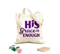 AILOONG Bolsas de almacenamiento de poliéster y algodón fe cristiana su gracia es suficiente Tela de 340g/m² de grosor Eslogan personalizable