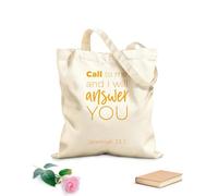 AILOONG Bolsas de almacenamiento de poliéster y algodón frase bíblica de jeremías llamame y yo Tela de 340g/m² de grosor Eslogan personalizable