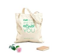 AILOONG Bolsas de almacenamiento de poliéster y algodón frase bíblica de jeremías llamame y yo Tela de 340g/m² de grosor Eslogan personalizable