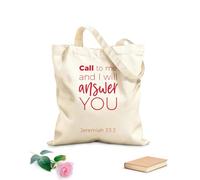 AILOONG Bolsas de almacenamiento de poliéster y algodón frase bíblica de jeremías llamame y yo Tela de 340g/m² de grosor Eslogan personalizable