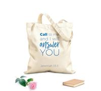 AILOONG Bolsas de almacenamiento de poliéster y algodón frase bíblica de jeremías llamame y yo Tela de 340g/m² de grosor Eslogan personalizable