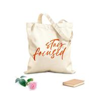 AILOONG Bolsas de almacenamiento de poliéster y algodón Frase de caligrafía moderna Mantente concentrado Tela de 340g/m² de grosor Eslogan personalizable