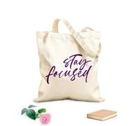 AILOONG Bolsas de almacenamiento de poliéster y algodón Frase de caligrafía moderna Mantente concentrado Tela de 340g/m² de grosor Eslogan personalizable