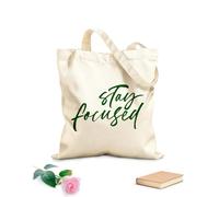 AILOONG Bolsas de almacenamiento de poliéster y algodón Frase de caligrafía moderna Mantente concentrado Tela de 340g/m² de grosor Eslogan personalizable