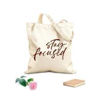 AILOONG Bolsas de almacenamiento de poliéster y algodón Frase de caligrafía moderna Mantente concentrado Tela de 340g/m² de grosor Eslogan personalizable