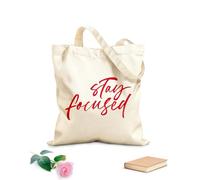 AILOONG Bolsas de almacenamiento de poliéster y algodón Frase de caligrafía moderna Mantente concentrado Tela de 340g/m² de grosor Eslogan personalizable