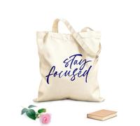 AILOONG Bolsas de almacenamiento de poliéster y algodón Frase de caligrafía moderna Mantente concentrado Tela de 340g/m² de grosor Eslogan personalizable