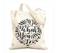 AILOONG Bolsas de almacenamiento de poliéster y algodón Haz lo que amas bien Tela de 12 oz de grosor Eslogan personalizable 31x36cm Mediano