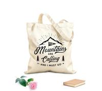 AILOONG Bolsas de almacenamiento de poliéster y algodón Impresión de viaje: Las montañas te llaman. Tela de 12 oz de grosor Eslogan personalizable 35x40cm Grande