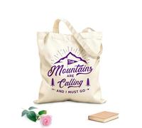 AILOONG Bolsas de almacenamiento de poliéster y algodón Impresión de viaje: Las montañas te llaman. Tela de 340g/m² de grosor Eslogan personalizable