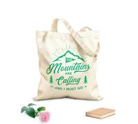 AILOONG Bolsas de almacenamiento de poliéster y algodón Impresión de viaje: Las montañas te llaman. Tela de 340g/m² de grosor Eslogan personalizable