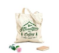 AILOONG Bolsas de almacenamiento de poliéster y algodón Impresión de viaje: Las montañas te llaman. Tela de 340g/m² de grosor Eslogan personalizable