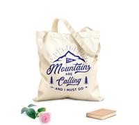 AILOONG Bolsas de almacenamiento de poliéster y algodón Impresión de viaje: Las montañas te llaman. Tela de 340g/m² de grosor Eslogan personalizable
