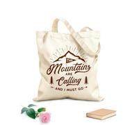 AILOONG Bolsas de almacenamiento de poliéster y algodón Impresión de viaje: Las montañas te llaman. Tela de 340g/m² de grosor Eslogan personalizable