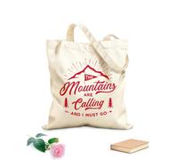 AILOONG Bolsas de almacenamiento de poliéster y algodón Impresión de viaje: Las montañas te llaman. Tela de 340g/m² de grosor Eslogan personalizable