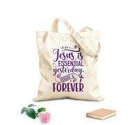 AILOONG Bolsas de almacenamiento de poliéster y algodón Jesús es esencial ayer hoy para siempre Tela de 340g/m² de grosor Eslogan personalizable