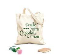 AILOONG Bolsas de almacenamiento de poliéster y algodón La gente decepciona, el chocolate es una cita eterna. Tela de 340g/m² de grosor Eslogan personalizable