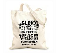 AILOONG Bolsas de almacenamiento de poliéster y algodón Letras a mano con versículo bíblico: Gloria a Dios. Tela de 12 oz de grosor Eslogan personalizable 35x40cm Grande