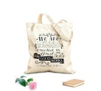 AILOONG Bolsas de almacenamiento de poliéster y algodón Letras a mano con versículo bíblico Somos suyos Tela de 12 oz de grosor Eslogan personalizable 35x40cm Grande