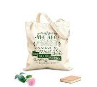 AILOONG Bolsas de almacenamiento de poliéster y algodón Letras a mano con versículo bíblico Somos suyos Tela de 340g/m² de grosor Eslogan personalizable