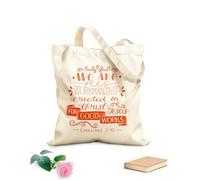 AILOONG Bolsas de almacenamiento de poliéster y algodón Letras a mano con versículo bíblico Somos suyos Tela de 340g/m² de grosor Eslogan personalizable